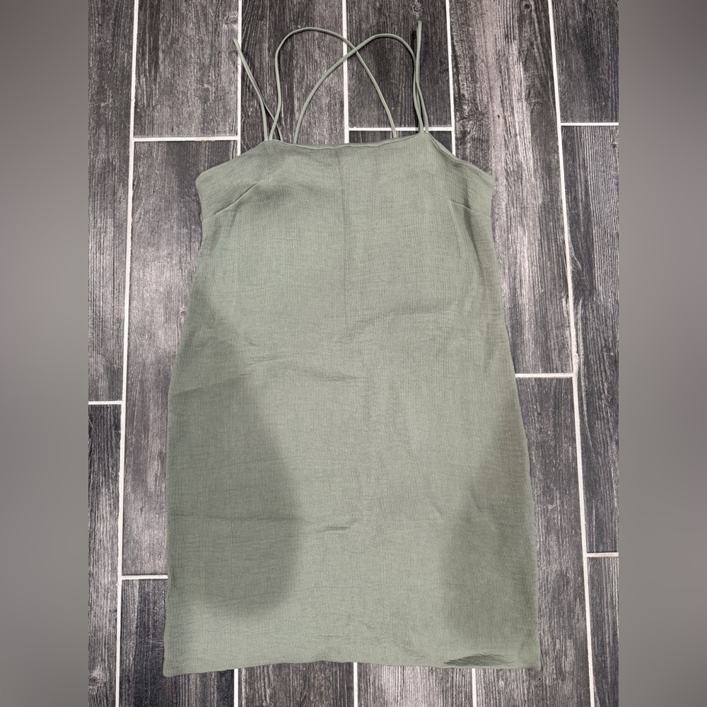 H&M Green Sheath Spaghetti Strap Dress